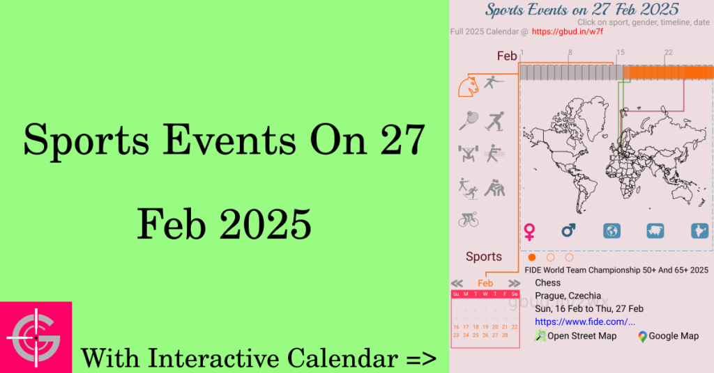 Sports events on 27 February 2025 with Interactive Calendar