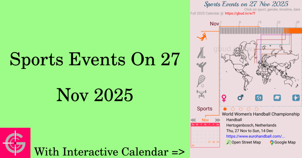 Sports events on 27 November 2025 with Interactive Calendar