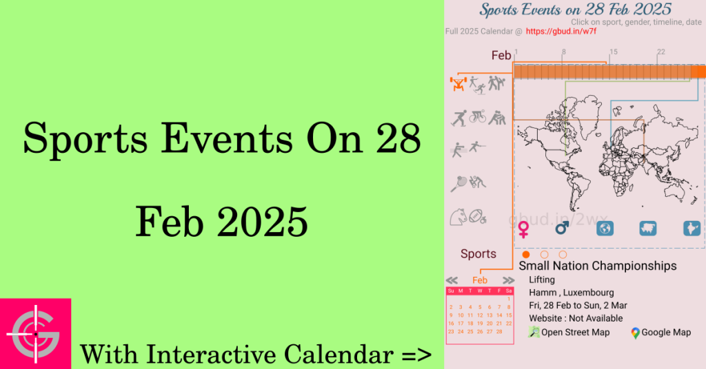 Sports events on 28 February 2025 with Interactive Calendar