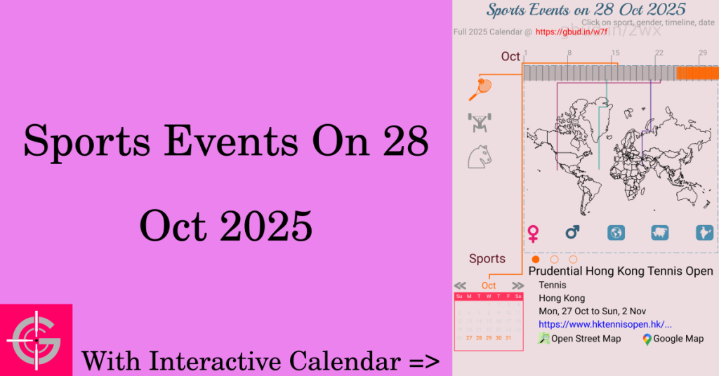 Sports events on 28 October 2025 with Interactive Calendar