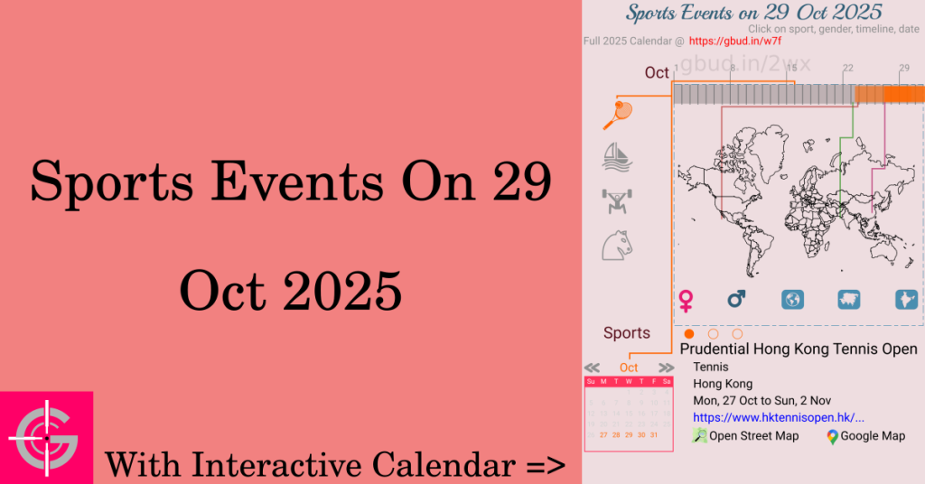 Sports events on 29 October 2025 with Interactive Calendar