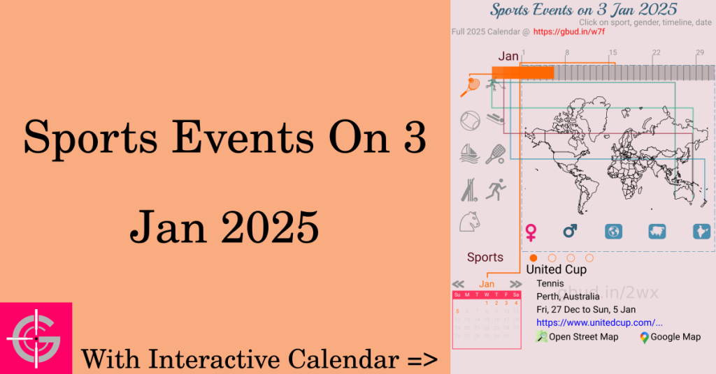 Sports events on 3 January 2025 with Interactive Calendar