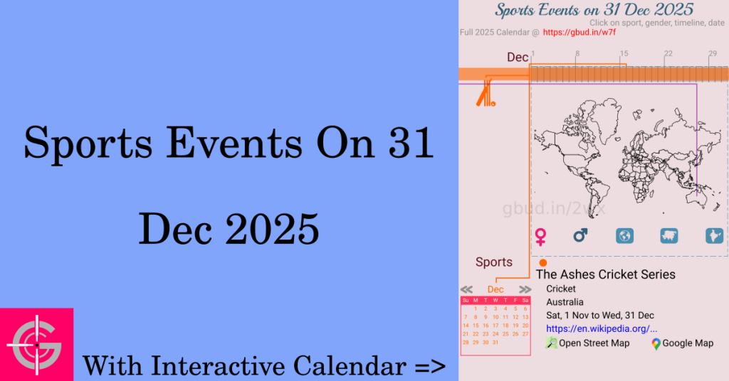 Sports events on 31 December 2025 with Interactive Calendar