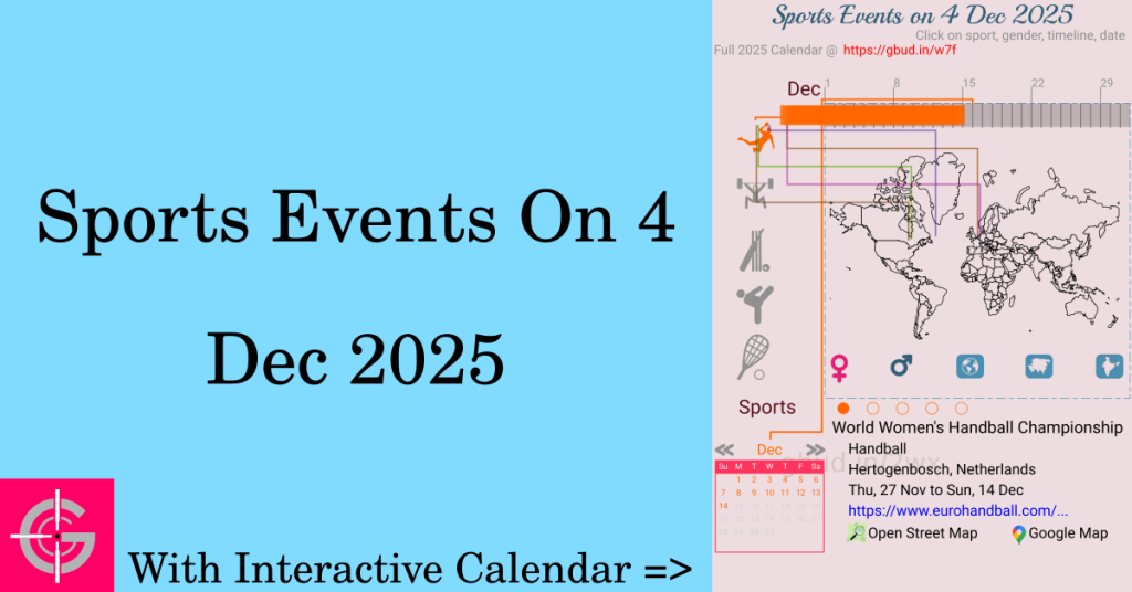 Sports events on 4 December 2025 with Interactive Calendar