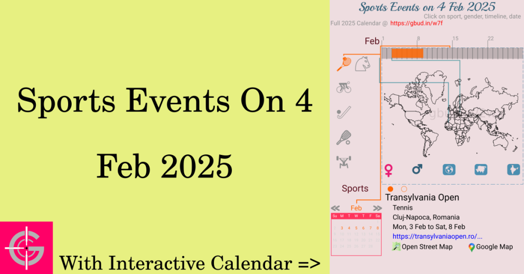 Sports events on 4 February 2025 with Interactive Calendar