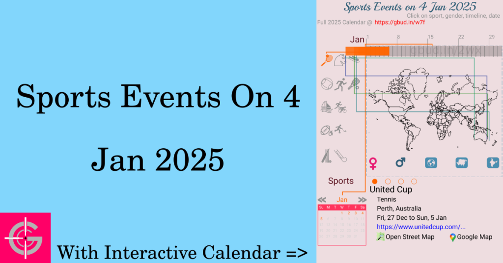 Sports events on 4 January 2025 with Interactive Calendar