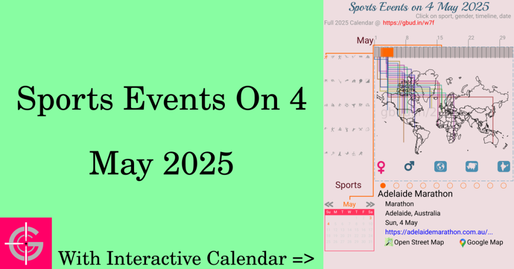 Sports events on 4 May 2025 with Interactive Calendar