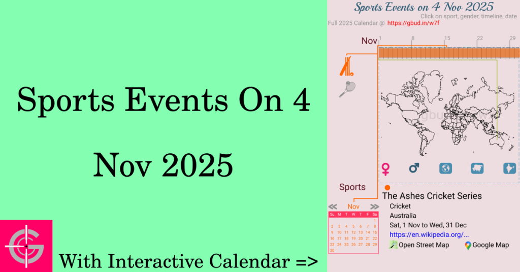 Sports events on 4 November 2025 with Interactive Calendar