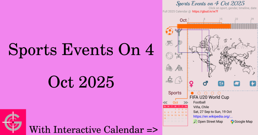 Sports events on 4 October 2025 with Interactive Calendar