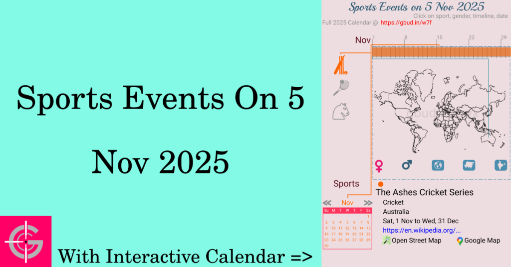 Sports events on 5 November 2025 with Interactive Calendar