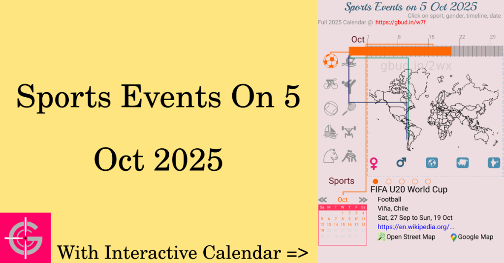 Sports events on 5 October 2025 with Interactive Calendar