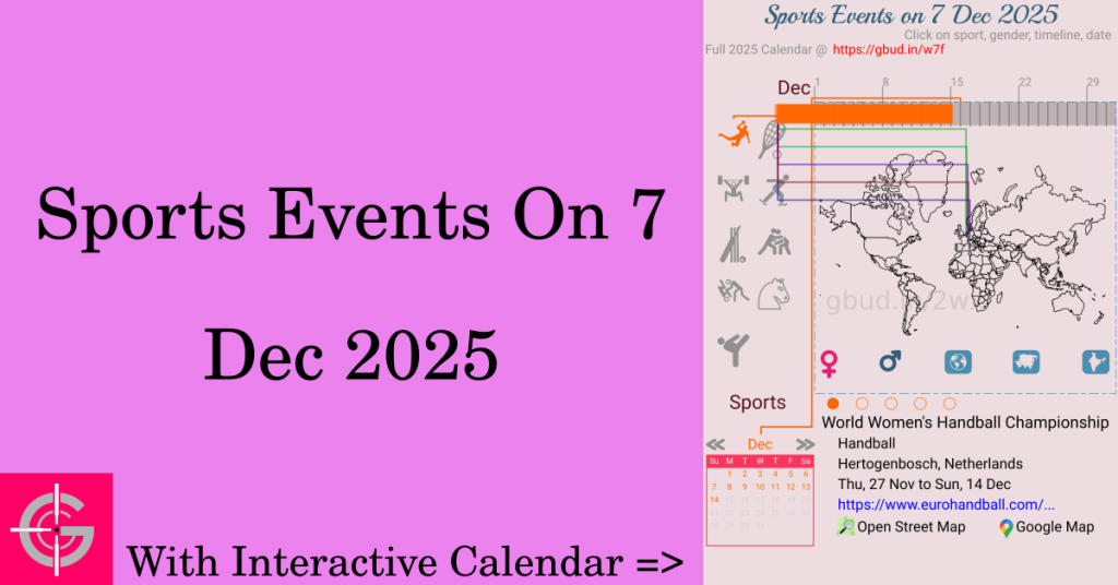 Sports events on 7 December 2025 with Interactive Calendar