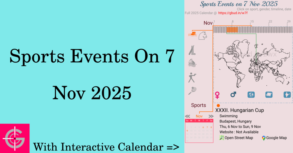 Sports events on 7 November 2025 with Interactive Calendar