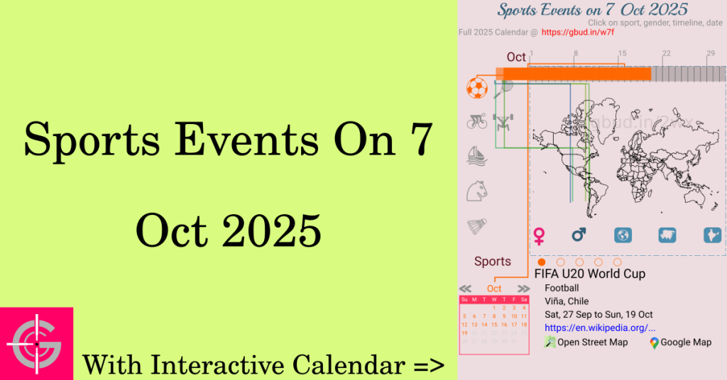 Sports events on 7 October 2025 with Interactive Calendar