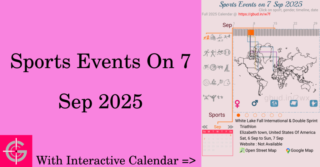 Sports events on 7 September 2025 with Interactive Calendar