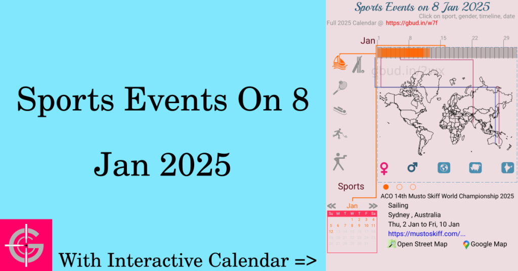 Sports events on 8 January 2025 with Interactive Calendar