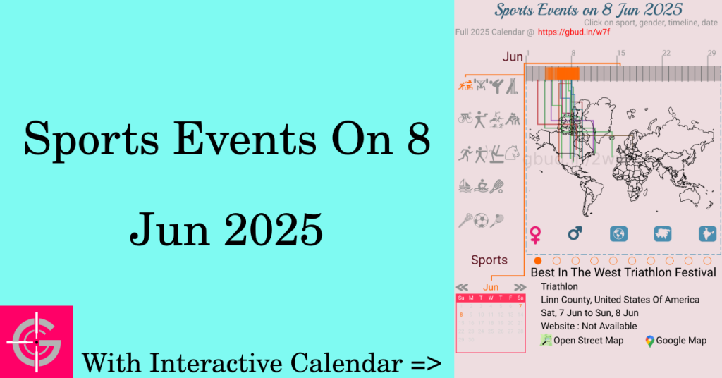 Sports events on 8 June 2025 with Interactive Calendar