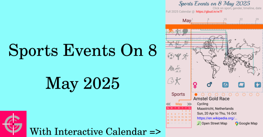 Sports events on 8 May 2025 with Interactive Calendar