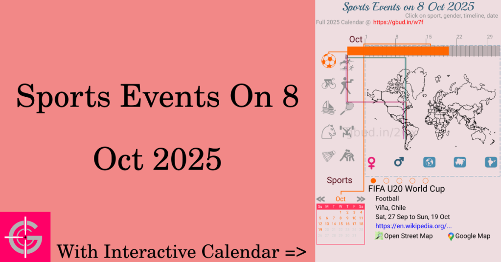 Sports events on 8 October 2025 with Interactive Calendar