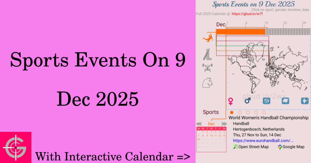 Sports events on 9 December 2025 with Interactive Calendar