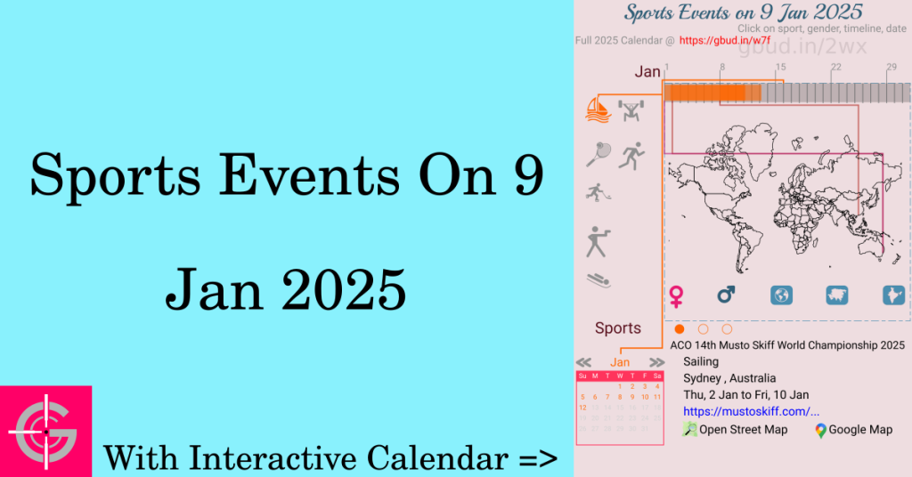 Sports events on 9 January 2025 with Interactive Calendar