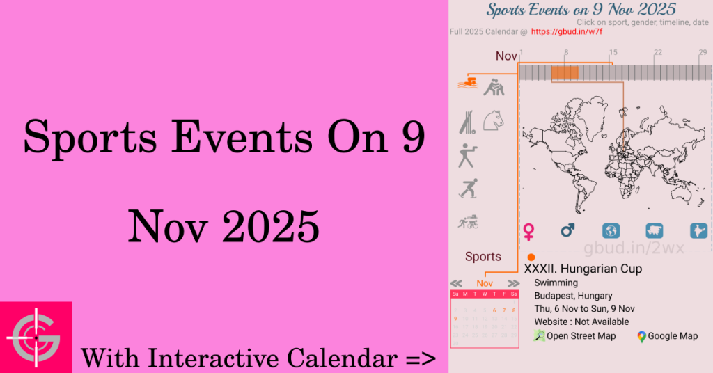 Sports events on 9 November 2025 with Interactive Calendar